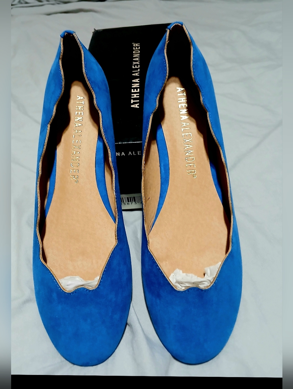 Bright Blue Faux-Suede Scalloped Ballet Tallye Flats